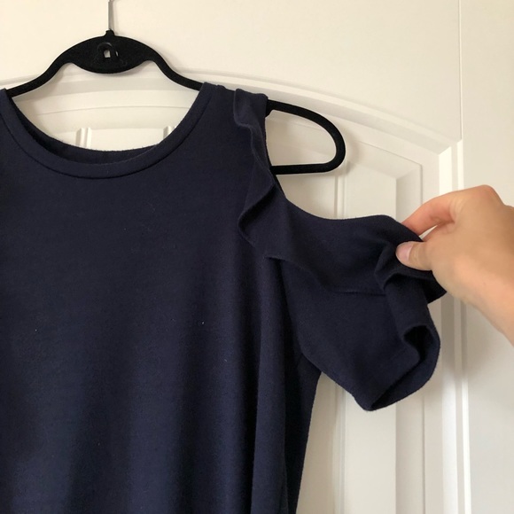 Loft Cold-Shoulder Navy Blue Top, Size S - Picture 2 of 4